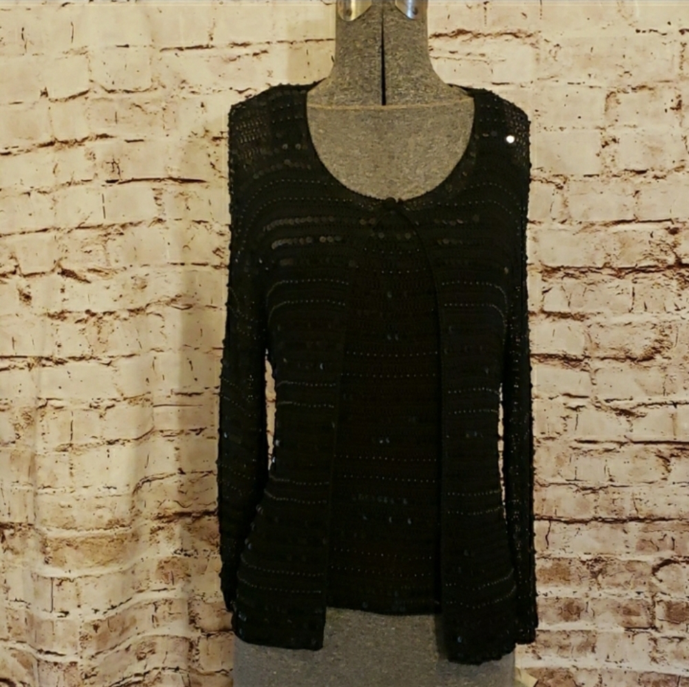 NWT Black Beaded/Sequin Cardigan and Tank … - Picture 9 of 9